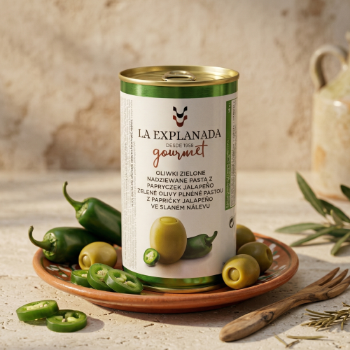 Oliwki La Explanada nadziewane Jalapeño 350g (puszka)