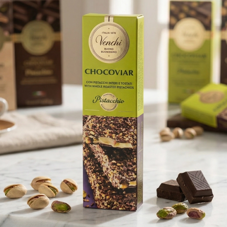 Venchi Czekolada Chocoviar z Pistacją 200g - Śródziemnomorski Klejnot w Czekoladzie