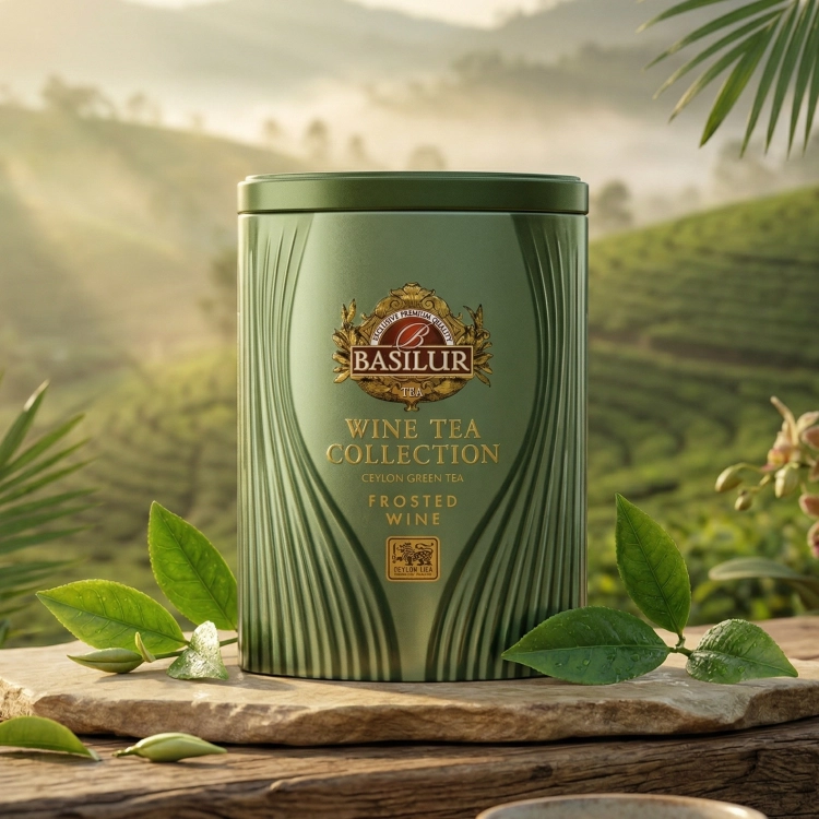 Basilur Frosted Wine - Zielona Herbata Cejlońska o aromacie Wina Lodowego 75g (Puszka)