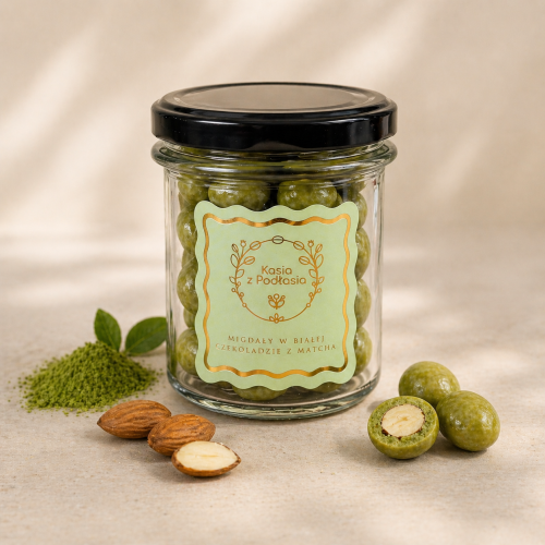 Kasia z Podlasia - Migdały w białej czekoladzie z matcha 200 g