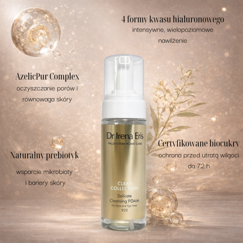 Dr Irena Eris CLEAN COLLECTION 920 Delikatna Pianka Oczyszczająca do Twarzy i Okolic Oczu - 150 ml