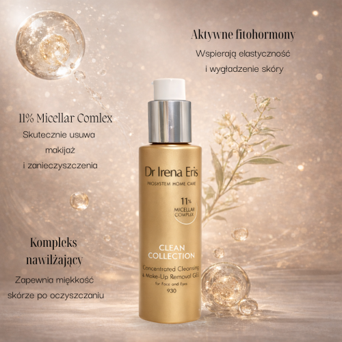 Dr Irena Eris CLEAN COLLECTION 930 Skoncentrowany Żel do Oczyszczania i Demakijażu Twarzy i Oczu – 190 ml